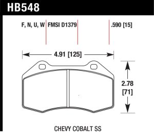 Chevrolet Cobalt Brake Pad Sets - Front - Hawk Performance - DTC-30 - `07-`10